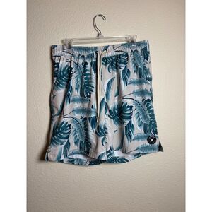 Hurley Mens Tropical Swim Trunks Size L Beige Green